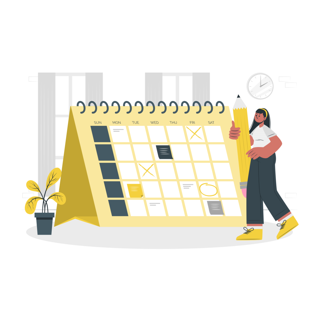 woman in front of calendar