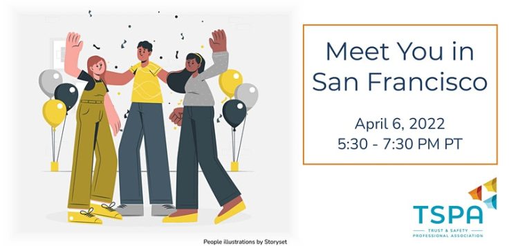 Illustration of three people celebrating with event information