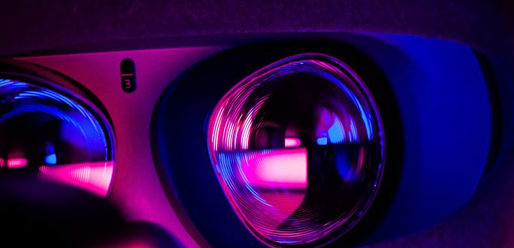 Stylized photo of a virtual reality headset