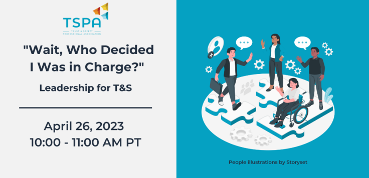 Split white and light blue banner with illustration of persons standing on puzzle pieces with dialogue boxes over their heads. Text displays information on the event.