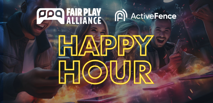 AI image of people smiling sitting at a bar holding their devices as it appears that their table is fiery.