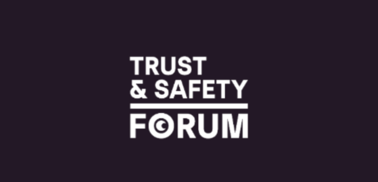 Dark purple banner with logo of Trust & Safety Forum