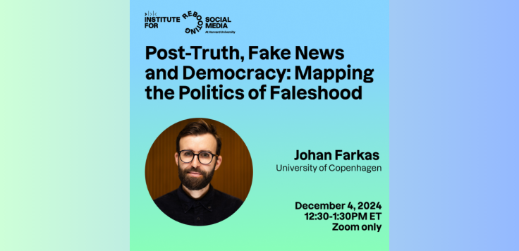Light green and blue banner with headshot of Johan Farkas with text describing the event.
